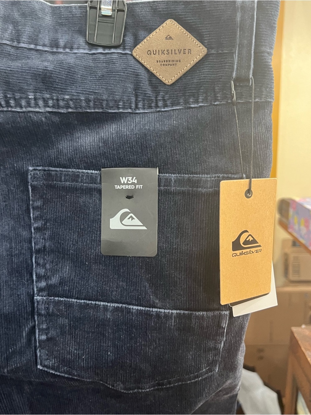 Quiksilver Navy Corduroy Tapered Fit Pants
